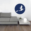 Halloween Decorations - Vinyl Wall Decal, Witch on a Broom Flying by a Full Moon, Halloween Party, All Hallows Eve