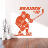 Hockey Wall Decor - Personalized Player With Stick - Vinyl Sticker For Teen, Boy's Bedroom or Playroom - Sports Decorations