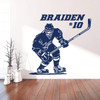 Hockey Wall Decor - Personalized Player With Stick - Vinyl Sticker For Teen, Boy's Bedroom or Playroom - Sports Decorations