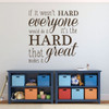 Inspirational If It Wasn't Hard Everyone Would Do It, It's the Hard That Makes It Great Motivational Vinyl Wall Decal For the Home, Office, or Classroom