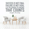 Inspirational Wall Decal - Success Is not Final, Failure Is Not Fatal - Winston Churchill Vinyl Art for Home, Bedroom or Living Room Decor