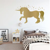 Left Facing Unicorn Wall Decal With Start Design - Personalized Vinyl Decor For Girl's Bedroom, Playroom or Bathroom - Kids Home Decorations