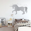 Left Facing Unicorn Wall Decal With Start Design - Personalized Vinyl Decor For Girl's Bedroom, Playroom or Bathroom - Kids Home Decorations