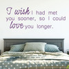 Love Wall Decal - I Wish I Had Met You Sooner - Vinyl Decor for Bedroom, Home, Living Room or Family Room
