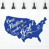 Patriotic Wall Decals - United States Map - One Nation Under God - Vinyl Art Design for the Home Decor, Office, or School Decoration