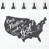 Patriotic Wall Decals - United States Map - One Nation Under God - Vinyl Art Design for the Home Decor, Office, or School Decoration