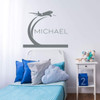 Personalized Airplane Silhouette Vinyl Wall Decal - Bedroom, Boys Room, Playroom, Girls Room ' Pick Your Color, Name and Size