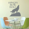 'Hungry Like The Wolf' Wall Decal - Kitchen or Restaurant Themed Vinyl Decor with Wolf Silhouette