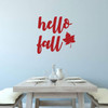 Autumn Wall Decal - 'Hello Fall'- Silhouette Leaf - Vinyl Decor for Living Room, Family Room or Home Decoration