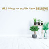 Christian Wall Decal -All Things Are Possible - Bible Verse Mark 9:23 - Vinyl Scripture And Religious Home Decor Or Church Decoration