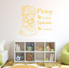 Christian Wall Decals - Little Girl Praying, Pray He is there Speak He is listening - Religious Wall Decals For the Childrens Room or Playroom, Girls Room Decor, Little Girls Room