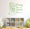 Christian Wall Decals - Little Girl Praying, Pray He is there Speak He is listening - Religious Wall Decals For the Childrens Room or Playroom, Girls Room Decor, Little Girls Room