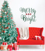 Christmas Vinyl Wall Decal "Merry and Bright" - Vinyl Holiday Lettering for Decorating Home, Office, Church