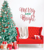 Christmas Vinyl Wall Decal "Merry and Bright" - Vinyl Holiday Lettering for Decorating Home, Office, Church