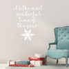 Christmas Wall Decal - It's The Most Wonderful Time Of The Year - Snow Flake Vinyl Decor for Living Room or Home Decoration