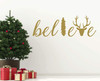 Christmas Wall Decal Decor - Believe with Reindeer and Tree Silhouette - Holiday Vinyl Stickers for Living Room or Home Decoration