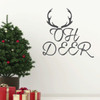 Christmas Wall Decals - Oh Deer with Antlers Design - Holiday Vinyl Stickers for Home Decor - Hunter Gift