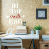 Crafty Gift - Eat Sleep Create Repeat - Wall Vinyl Decals for Home Decor, Bedroom, Playroom, Study Area or Craftroom