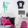 Girls Personalized Soccer Player with Soccer Ball Wall Decal