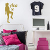 Girls Personalized Soccer Player with Soccer Ball Wall Decal