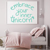 Cute Vinyl Decor ' 'Embrace your Inner Unicorn' - Wall Decal for Girl's Bedroom, Playroom or Bathroom - Kids Home Decorations