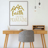 Faith Vinyl Wall Decal - "Faith Can Move Mountains" Quote Vinyl Home Decor - Christian Themed Decoration for Bedroom, Living Room or Bedroom - Decal Only