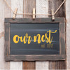 Farmhouse Wall Decor - Our Nest with EST Date - Personalized Vinyl Decal for Bedroom or Living Room Decoration