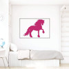 Friesian Decal | Horse Wall Decoration | Personalized Vinyl Decor for Girl Bedroom, Cabin, Ranch, Equestrian Center | Black, White, Pink, Purple, Blue, Brown, Red, Other Colors