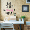 Funny Wall Art - Eat Sleep Study Repeat - Study Wall Decor - Medical Student Gifts - Wall Decals for Home Decor, Bedroom, Playroom Or Study Area.