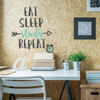 Funny Wall Art - Eat Sleep Study Repeat - Study Wall Decor - Medical Student Gifts - Wall Decals for Home Decor, Bedroom, Playroom Or Study Area.