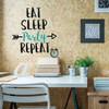 Funny Wall Art - Wall Decor Party - Eat Sleep Party Repeat - Wall Decals for Home Decor, Bedroom, Playroom, Dorm Or Fun Room.