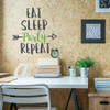 Funny Wall Art - Wall Decor Party - Eat Sleep Party Repeat - Wall Decals for Home Decor, Bedroom, Playroom, Dorm Or Fun Room.