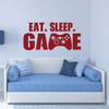 Gamer Wall Decal - EAT SLEEP GAME Controller Sticker - Vinyl Decoration for Boy's Bedroom, Playroom or Game Room