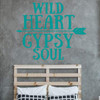 Girl Dorm Room 'Wild Heart Gypsy Soul' Quote Vinyl Wall Decal with Feather Design - Gift for Woman's Bedroom, Living Room, Office