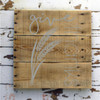 Give Thanks w/Wheat Stalk - Vinyl Wall Decal, Autumn Art, Fall Home Decor, Thanksgiving Decorations