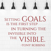 Goals Wall Decal - Tony Robbins Motivational Quote Vinyl Sticker - Setting Goals Is The First Step - Vinyl Decor For Home, Office, Bedroom or Classroom