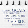 Goals Wall Decal - Tony Robbins Motivational Quote Vinyl Sticker - Setting Goals Is The First Step - Vinyl Decor For Home, Office, Bedroom or Classroom