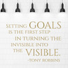 Goals Wall Decal - Tony Robbins Motivational Quote Vinyl Sticker - Setting Goals Is The First Step - Vinyl Decor For Home, Office, Bedroom or Classroom