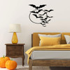 Halloween Silhouette Vinyl Wall D'cor ' Flying Bats and the Moon ' Living Room, Entryway or Front Door ' A Variety of Sizes and Colors Available