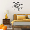 Halloween Silhouette Vinyl Wall D'cor ' Flying Bats and the Moon ' Living Room, Entryway or Front Door ' A Variety of Sizes and Colors Available