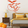 Halloween Silhouette Vinyl Wall D'cor ' Flying Bats and the Moon ' Living Room, Entryway or Front Door ' A Variety of Sizes and Colors Available