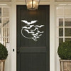Halloween Silhouette Vinyl Wall D'cor ' Flying Bats and the Moon ' Living Room, Entryway or Front Door ' A Variety of Sizes and Colors Available