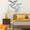 Halloween Silhouette Vinyl Wall D'cor ' Flying Bats and the Moon ' Living Room, Entryway or Front Door ' A Variety of Sizes and Colors Available