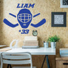 Hockey Mask Wall Decal - Personalized Vinyl Decor for Teen, Boy's Bedroom or Playroom - Sports Decorations