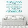 Inspirational Wall Decal With Vine Design - It Goes On - Robert Frost Vinyl Art for Home, Bedroom or Living Room Decor
