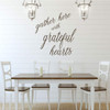 Kitchen Wall Decal - 'Gather Here With Grateful Hearts' - Vinyl Art Decoration for Home or Dining Room Decor