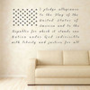 Large American Flag Wall Art Patriotic Vinyl Decal with Pledge of Allegiance Lettering for Living Room or Bedroom, Office, or Classroom - Available in Red, White, Blue, Other Bright Colors