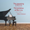 Life Quotes Wall Decals William Shakespeare Quote "The Meaning Of Life Is To Find Your Gift" Vinyl Home Decor For Family Room, Living Room, Music Room or Performing Arts School