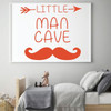 Little Man Cave Sign - Boy Mustache Wall Decal - Vinyl Decorations for Bedroom, Nursery or Den