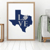 Love Texas Football Vinyl Wall Decal - Athlete or Fan Gift for Bedroom, Living Room, Office, Playroom or Man Cave